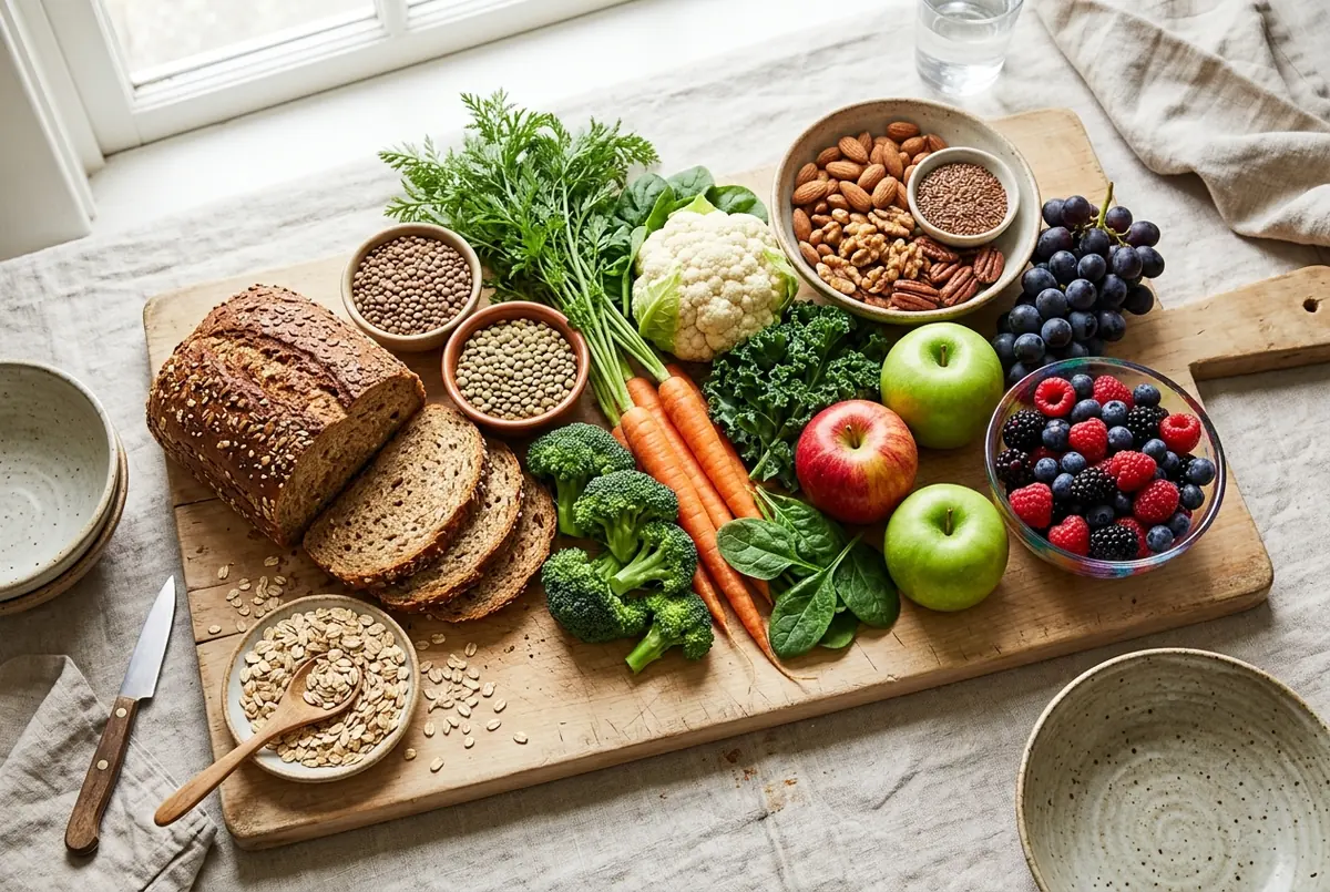 IMAGE — high fiber foods: oats, beans, vegetables, fruit