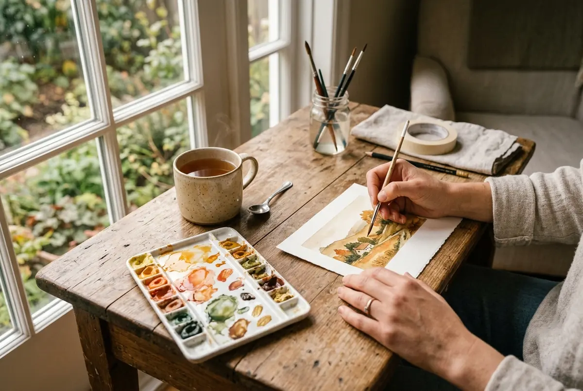 IMAGE — hands at a hobby: garden, guitar, or paint