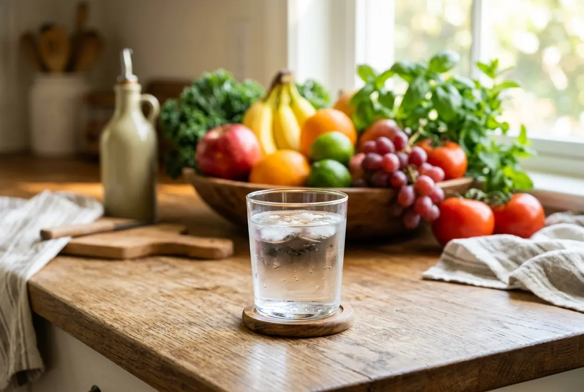 IMAGE — water glass on desk in daylight