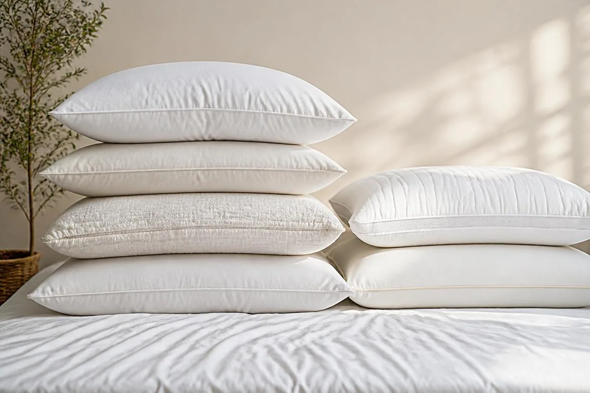 IMAGE — side sleeper pillows stacked for comparison