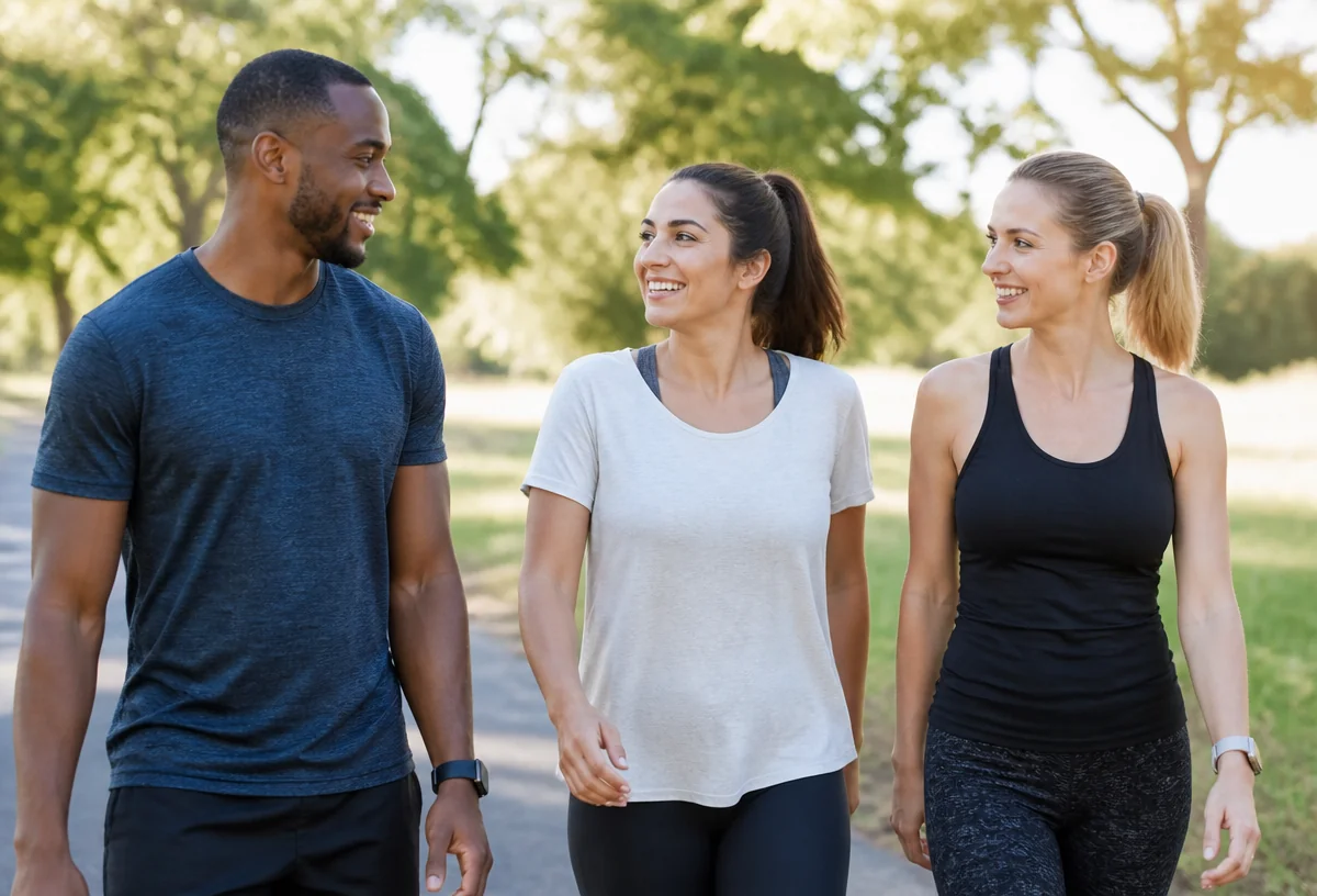 IMAGE — group on relaxed walk in park