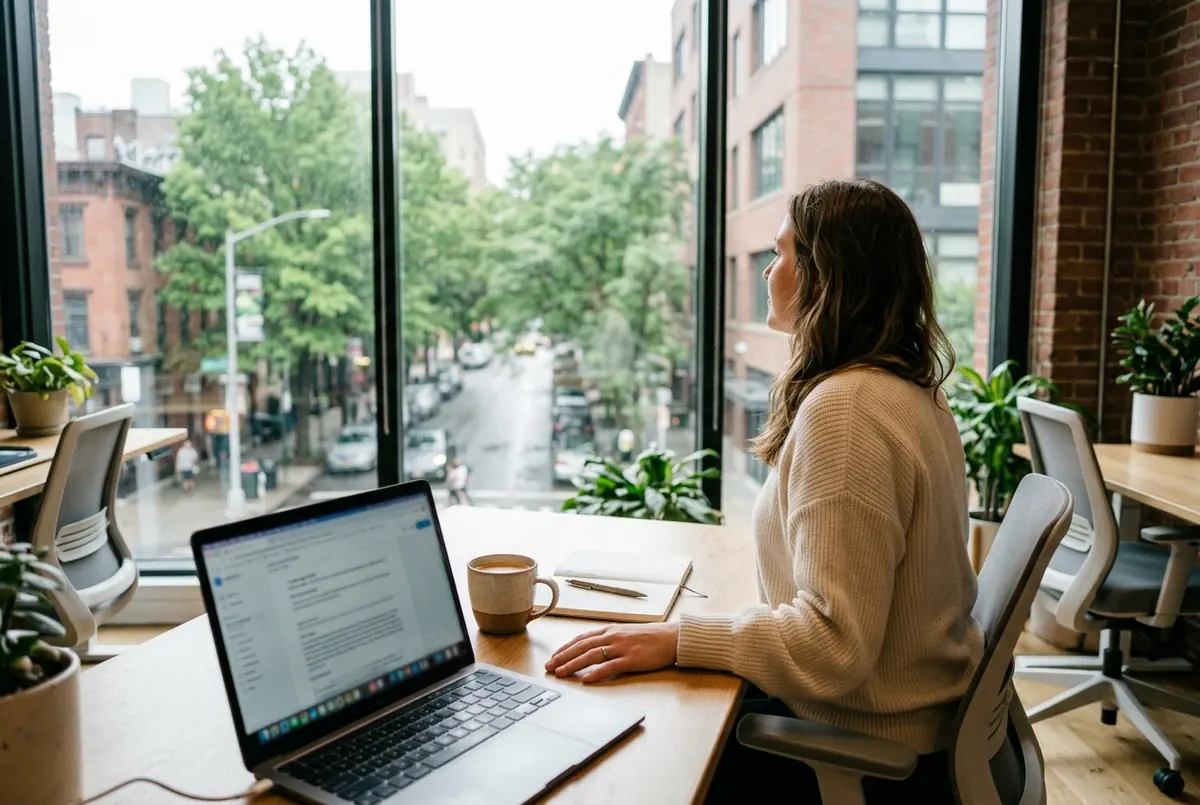 IMAGE — person looking away from screen out window