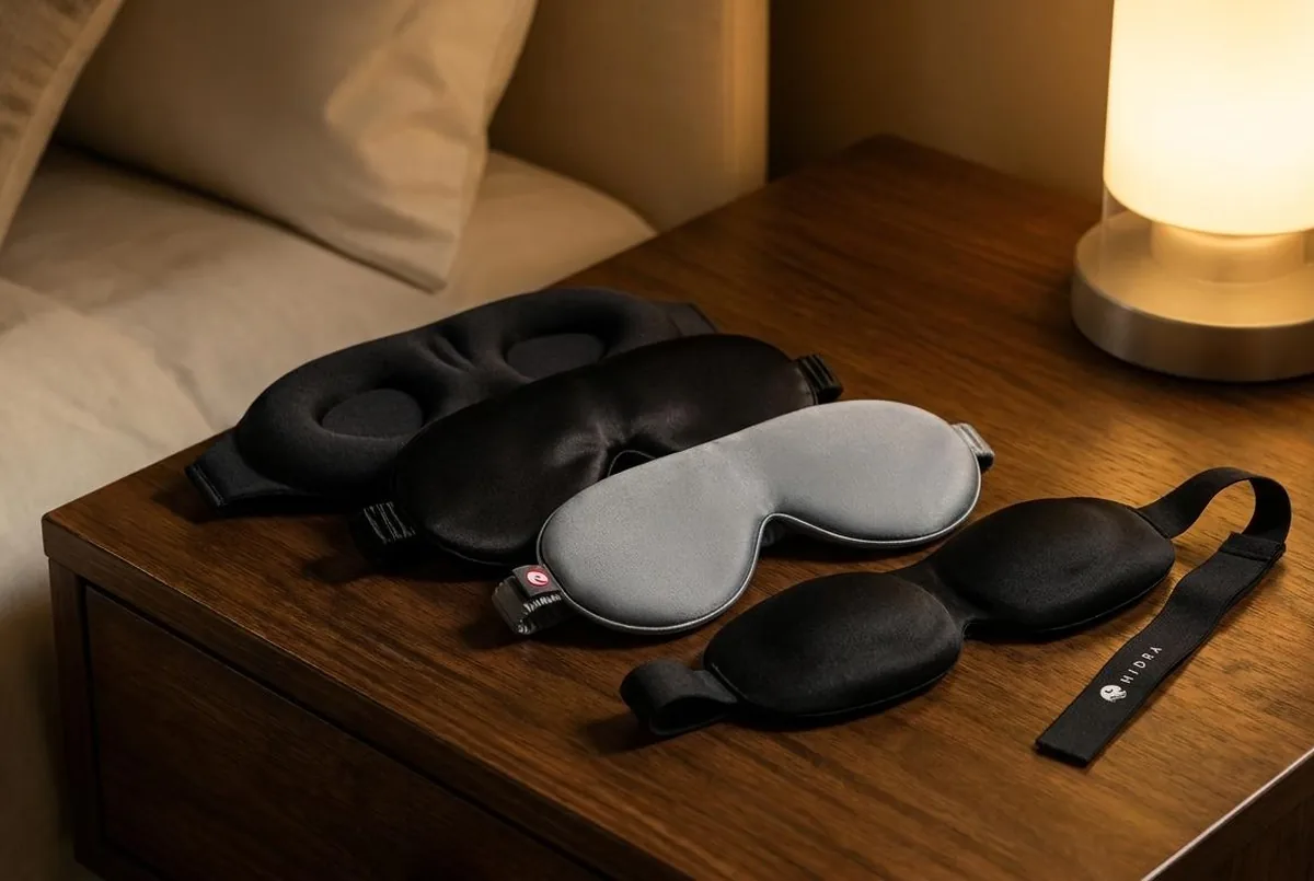 IMAGE — contoured sleep masks on bedside table