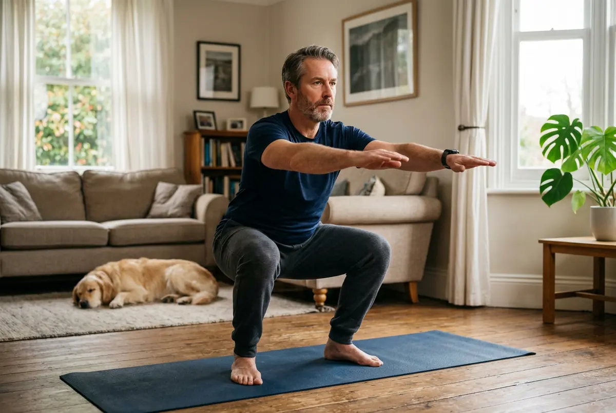 IMAGE — adult doing simple strength exercise at home