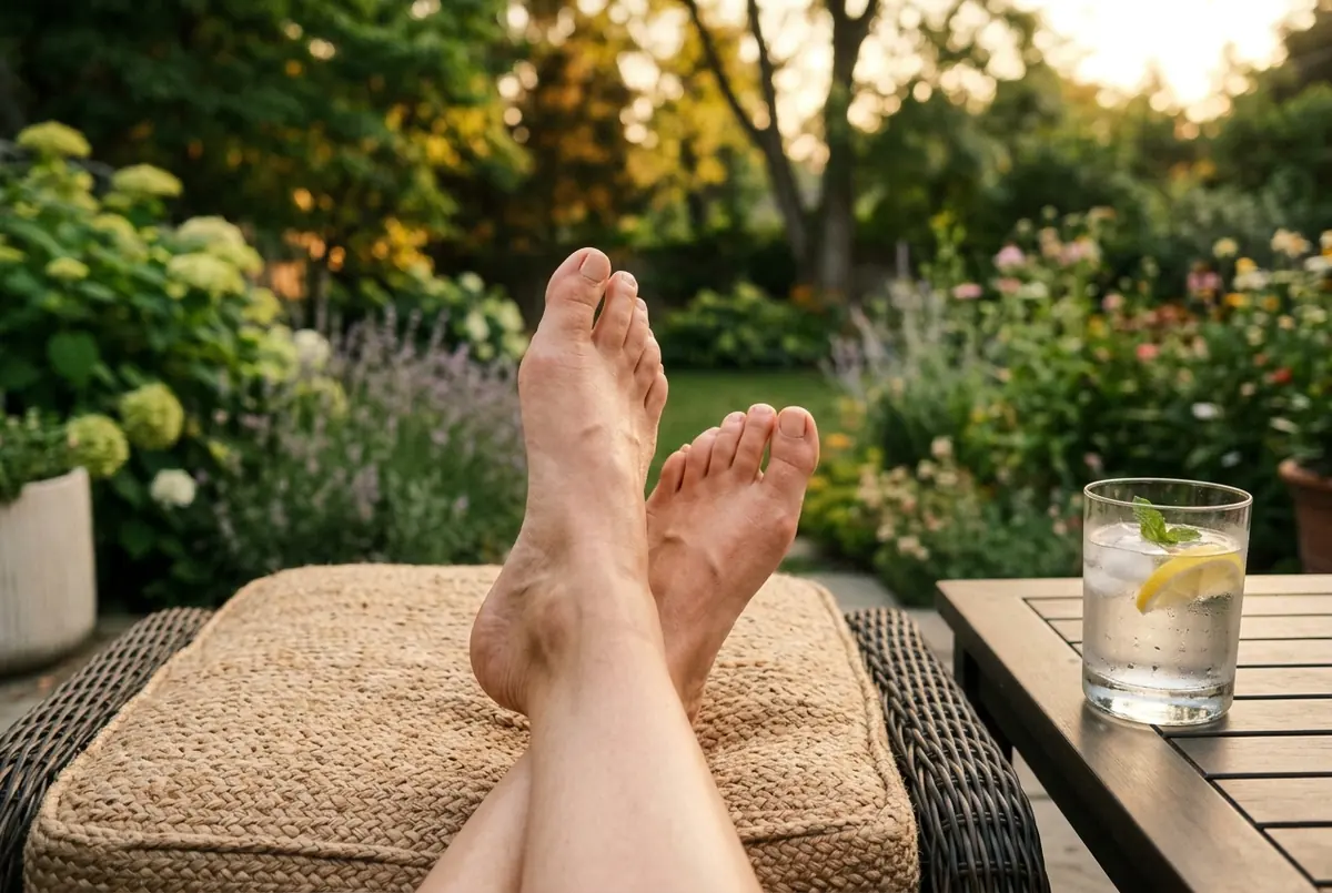 IMAGE — feet elevated on a warm summer evening