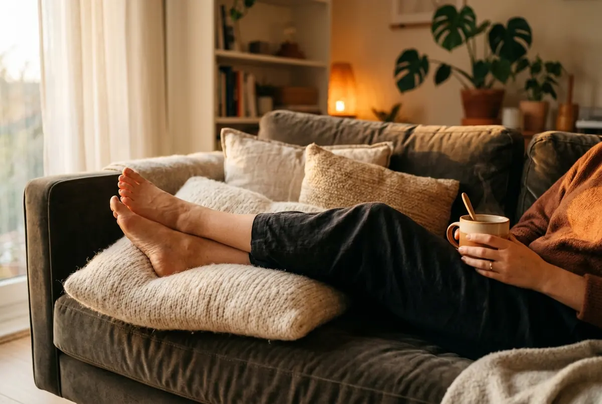 IMAGE — legs resting, evening light
