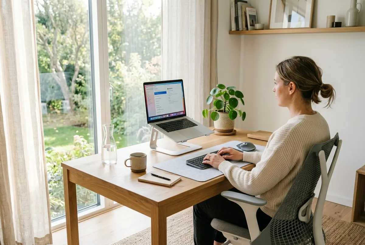 IMAGE — home office desk setup by window